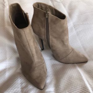 Charlotte Russe size 7 tan suede boots with 4” heel.